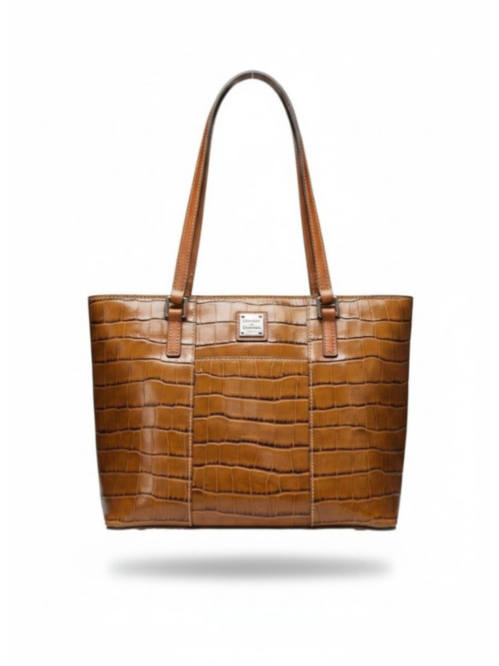 Dooney & Bourke Brown Croc Embossed Leather Tote Bag - Picture 1 of 16